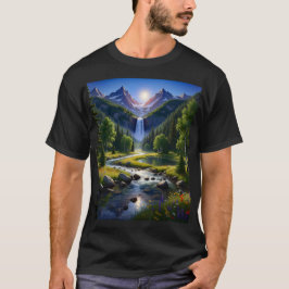 自然 山 滝 川 木 花 Tシャツ