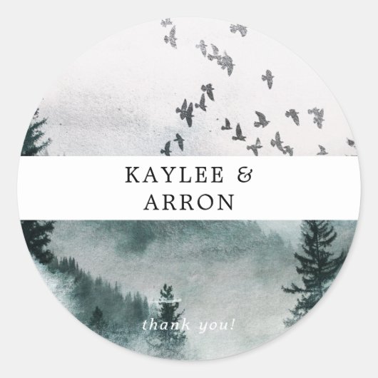 自然 – 森と鳥ありがとう ラウンドシール (正面)