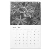 自然（白黒） カレンダー (1月 2026)