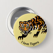 自然 – 私はTIGERS大好き – 絶滅危惧種 – 黄色 缶バッジ (正面&裏面)