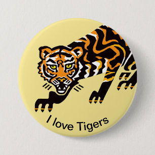 自然 – 私はTIGERS大好き – 絶滅危惧種 – 黄色 缶バッジ