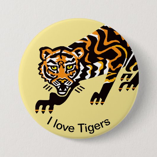 自然 – 私はTIGERS大好き – 絶滅危惧種 – 黄色 缶バッジ (正面)