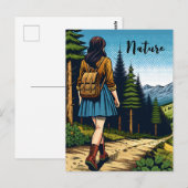 自然 | Women Hiking down a Trail ポストカード (正面/裏面)
