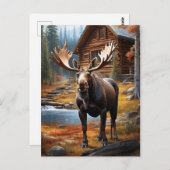 *~*自然AP49ストリームMOOSEフォレストコテージキャビン ポストカード (正面/裏面)