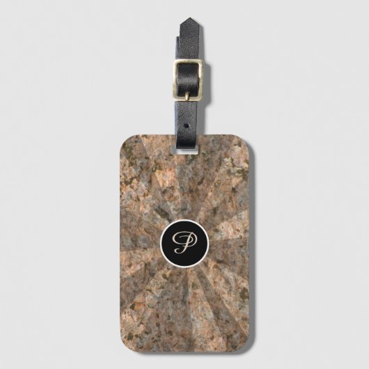 自然Light Beams on Rock Texture任意のイニシャル ラゲッジタグ (正面縦)