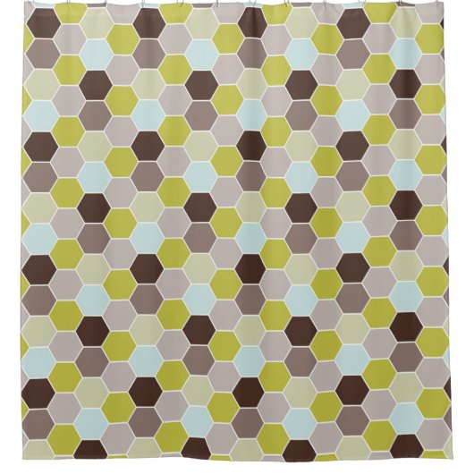 自然Shades Multicolorsハニカムパターン シャワーカーテン (正面)