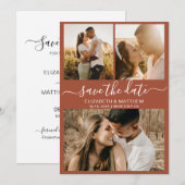 自然Terracottaスクリプトフォトコラージュ結婚ズ セーブザデート (正面/裏面)