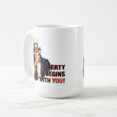 「自由あなたから」はコーヒー・マグを始めます コーヒーマグカップ (正面左)