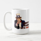 「自由あなたから」はコーヒー・マグを始めます コーヒーマグカップ (左)