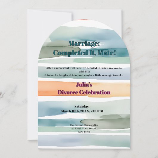 自由おもしろいの応援を新しい始まりに離婚 招待状 (正面)