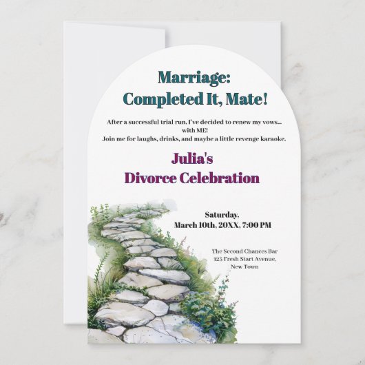 自由おもしろいの応援を新しい始まりに離婚 招待状 (正面)