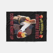 自由おもしろい修道士の右来上の一つ フリースブランケット (正面(横))