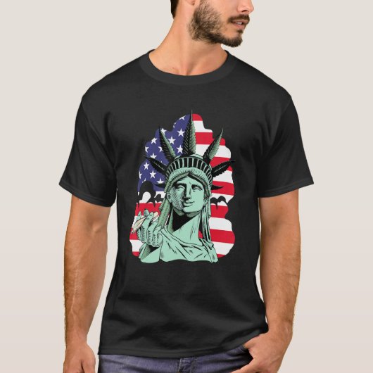 自由おもしろい像喫煙愛国心アメリカ人 Tシャツ (正面)