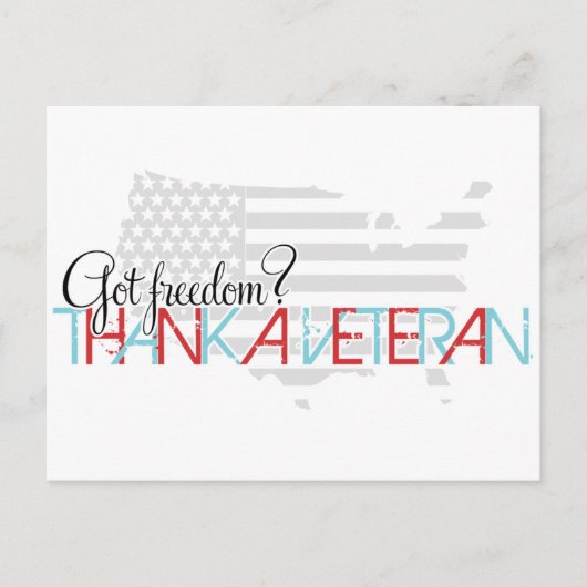 自由があれば感謝を - 退役軍人に感謝 ポストカード (正面)