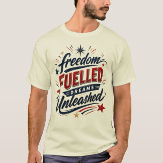 自由が駆り立てる夢が解き放たれた愛国的なグラフィック Tシャツ
