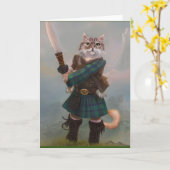 自由だ!ブラベハートスコティッシュキャットスコットランド カード (黄色い花)