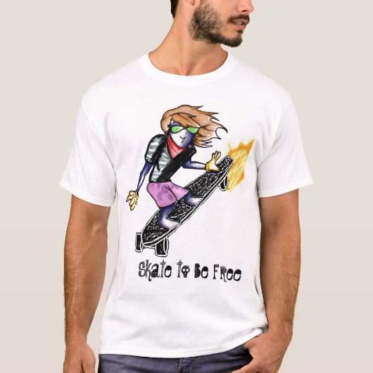 自由であるスケート Tシャツ (正面)