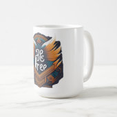 自由である コーヒーマグカップ (正面右)