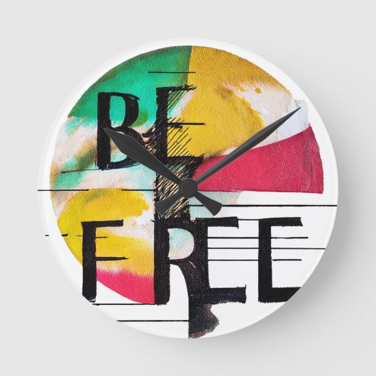 自由である ラウンド壁時計 (正面)