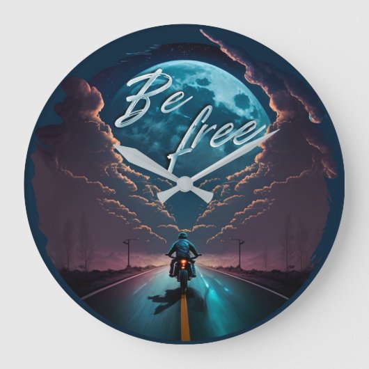 自由である | moonlightで乗るバイク ラージ壁時計 (正面)