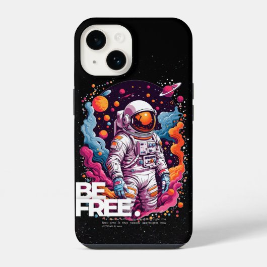 自由であれ 宇宙飛行士デザイン iPhoneケース (裏面)