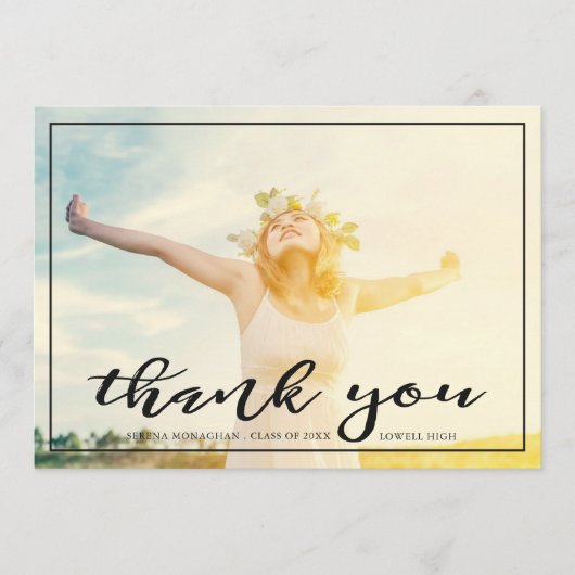 自由で集中 |卒業式 |濃い サンキューカード (正面)