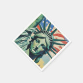 自由とアメリカ国旗のニューヨークの女神 スタンダードカクテルナプキン (角)