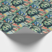 自由とアメリカ国旗のニューヨークの女神 ラッピングペーパー (角)