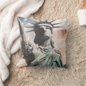 自由とアメリカ国旗の愛国的な像 クッション (ブランケット)