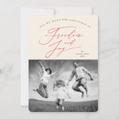 自由と喜びのクラシックタイポグラフィモダン写真 シーズンカード (正面)