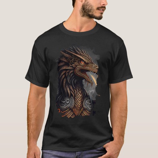 自由と強さの火の息のワシ Tシャツ (正面)