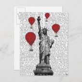 自由と赤い熱気球像 ポストカード (正面/裏面)