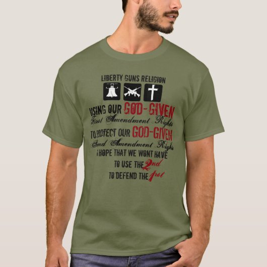自由と銃と宗教Tシャツ Tシャツ (正面)