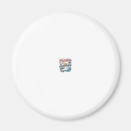自由と陽光のビンテージ ビーチ シャツ デザイン (3 マグネット (正面)