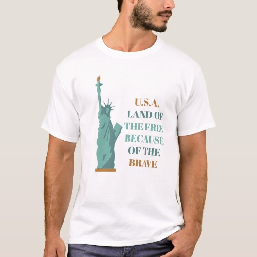 自由なアメリカ愛国的なアメリカの自由の地 Tシャツ (正面)