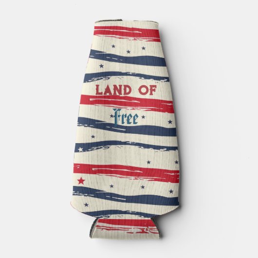 自由なアメリカ独立記念日の荒れ果てたシックな土地 ボトルクーラー (正面)