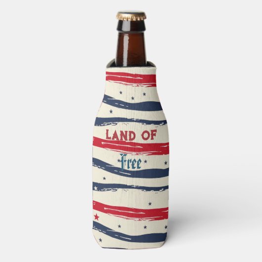 自由なアメリカ独立記念日の荒れ果てたシックな土地 ボトルクーラー (ボトル正面)