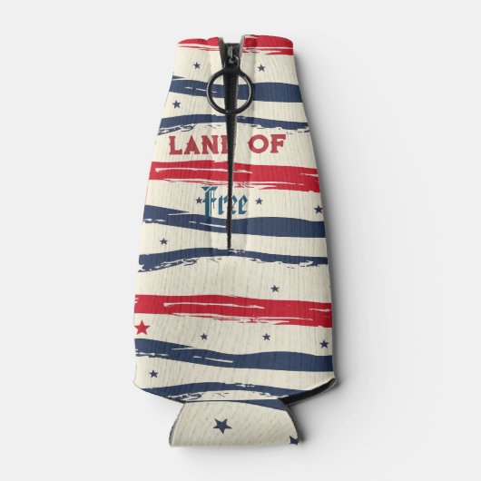 自由なアメリカ独立記念日の荒れ果てたシックな土地 ボトルクーラー (裏面)