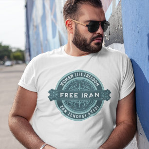 自由なイラン人女性 Mahsa Amini Badge Green Tシャツ