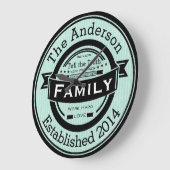 自由なカラーで家族名を刻んだレトロスタイル ラージ壁時計 (傾斜)
