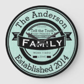 自由なカラーで家族名を刻んだレトロスタイル ラージ壁時計 (正面)