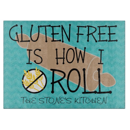 自由なグルテンは私がティール（緑がかった色）シェブロンをいかに転がるかです カッティングボード (正面)