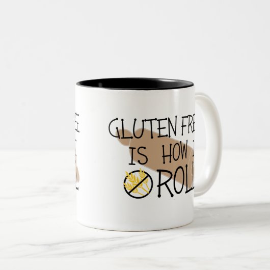 自由なグルテンは私がムギの記号をいかに転がらないかです ツートーンマグカップ (正面右)