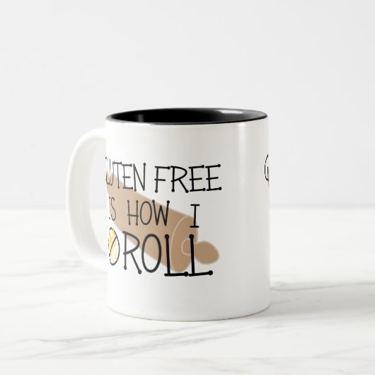 自由なグルテンは私がムギの記号をいかに転がらないかです ツートーンマグカップ (正面左)