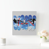 自由なスタイルの時計に乗る雪 スクエア壁時計 (ホーム)