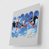 自由なスタイルの時計に乗る雪 スクエア壁時計 (傾斜)