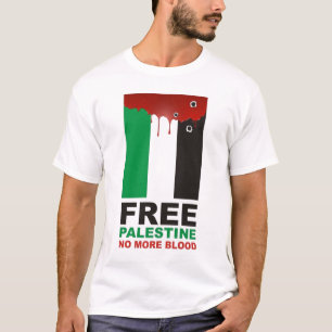 自由なパレスチナこれ以上の血 Tシャツ