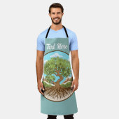 自由なパレスチナの地にオリーブの木の平和のシンボル エプロン (着用した状態)