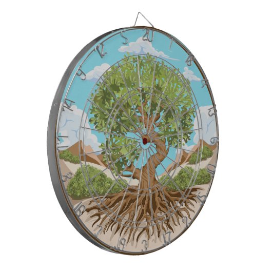 自由なパレスチナの地にオリーブの木の平和のシンボル ダーツボード (正面左)