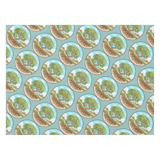 自由なパレスチナの地にオリーブの木の平和のシンボル テーブルクロス (正面(横))